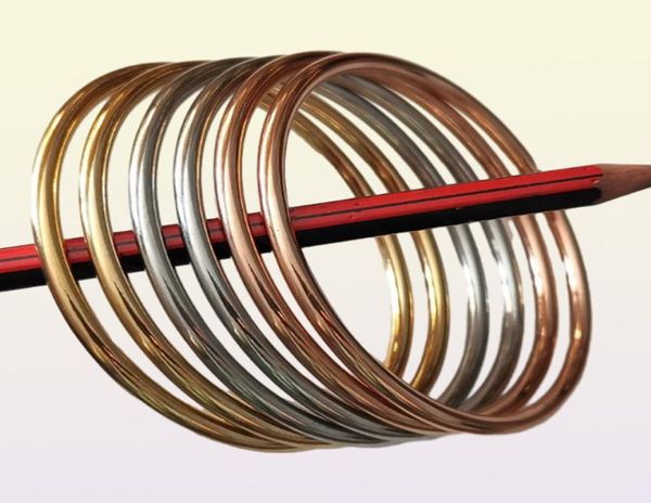 PRESENTES DE NATAL MULHERES tricolor aço inoxidável prata ouro rosa ouro misturado redondo liso sólido manguito pulseira de alta qualidade 4mm 27976096
