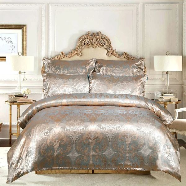 Jacquard tecer capa de edredão cama euro conjunto para casa dupla têxtil luxo fronhas quarto consolador 220x240 sem folha 240112