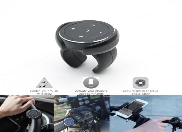 Sem fio Bluetooth Media Button Mount Remote Car Motorcycle Bike Steering Wheel Selfie Siri Control Music para Android iOS Phone4292876