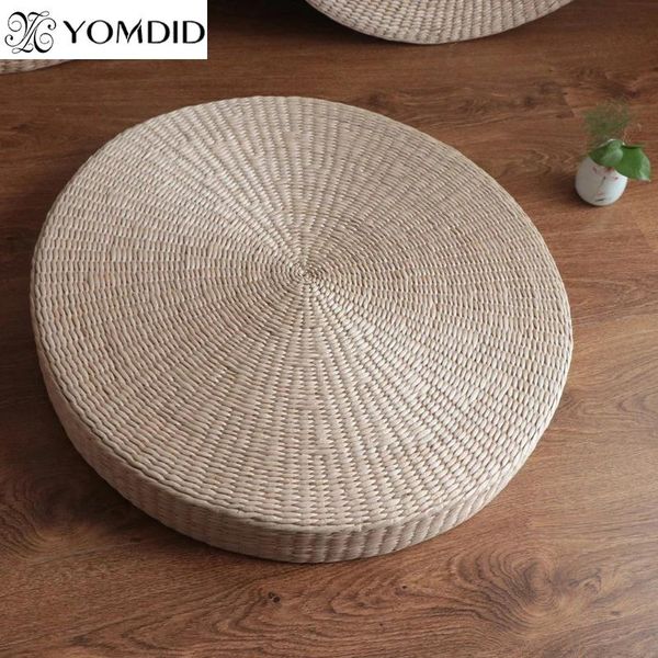 Tapetes venda quente 30cm 40cm tatami almofada almofadas de meditação redonda palha tecer travesseiro artesanal chão yoga cadeira assento esteira decoração casa