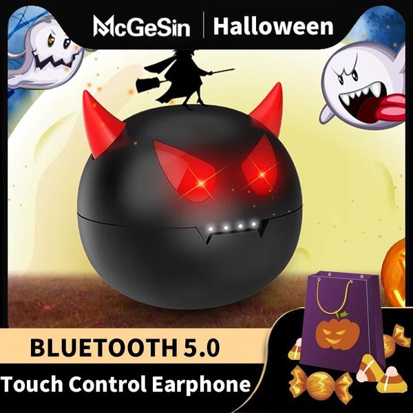 Kopfhörer, niedlicher Cartoon-Funkkopfhörer, Bluetooth 5.0, Touch-Control-Ohrhörer mit Mikrofon für Kinder und Erwachsene, Halloween-Geschenk