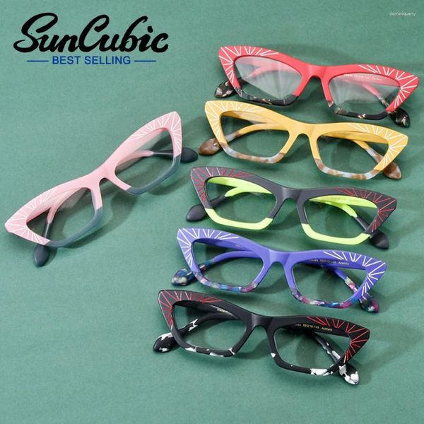 Óculos de sol quadros suncubic gato olho acetato óculos quadro feminino prescrição óculos linha óculos personalizado dioptria js6701