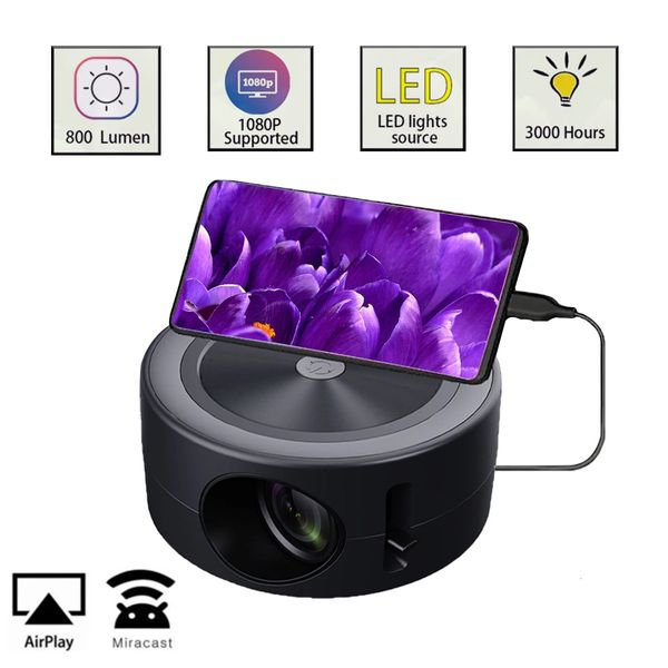 Salange LED Mini Projektör Mobil Video Beamer Home Scenial Desteği 1080p USB Senkronizasyon Ekranı Akıllı Telefon Çocukları Projetor PK YT200 240112