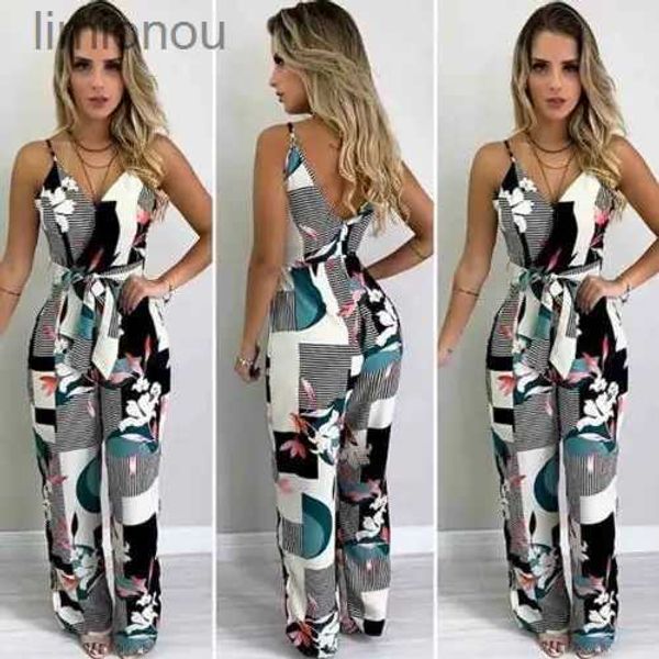 Macacões femininos macacão quente moda feminina verão boho floral meninas solto sólido macacão harem calças senhoras calças gerais casuais playsuits plus sizel240111