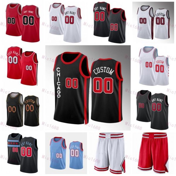 Männer Frauen City Basketball DeMar DeRozan Trikot 11 Zach LaVine 8 Coby White 0 Nikola Vucevic 9 Patrick Williams 44 Alex Caruso 6 Earned Classic Black Red Custom Print