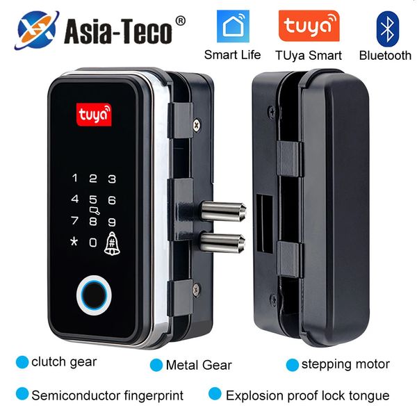 Электронное распознавание отпечатков пальцев Smart Lock Tuya APP Bluetooth IC-карта биометрическая разблокировка для стеклянной двери деревянная 240111