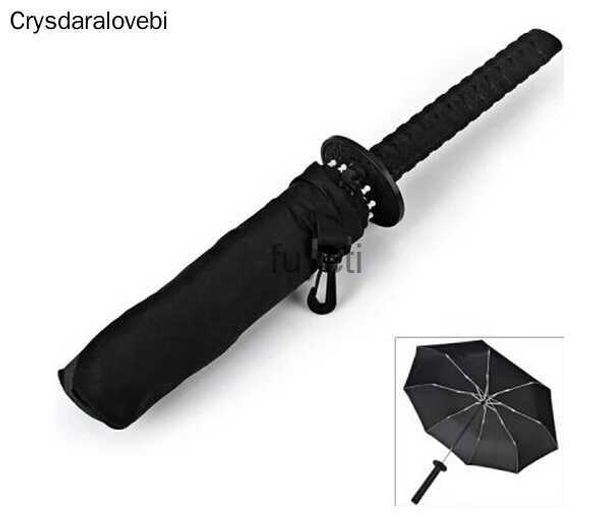 Guarda-chuvas New Arrival Samurai Katana Forma Guarda-chuva Projetado com Cabo de Espada Samurai Confortável (Preto) YQ240112