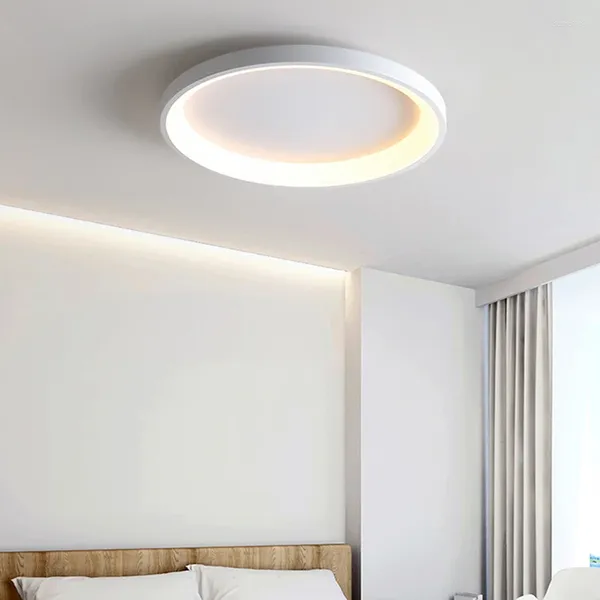 Luzes de teto moderna luz redonda para quarto sala estar corredor el preto branco dourado fino pendurado placa lâmpada interior decoração para casa