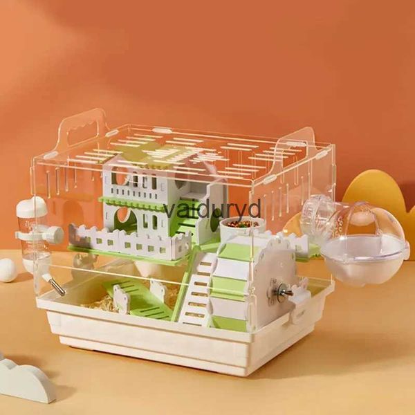 Kleintierbedarf, Haustier-Hamsterkäfig, Acryl, transparent, Super-Doppeldeck-Villa, geeignet für Hamster, Meerschweinchen, Kleintiere, Haustierfütterungszubehör