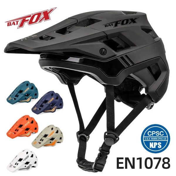 BATFOX Шлем велосипедный мужской велосипедный шлем MTB casco bicicleta Горный велосипед casco ciclismo hombre Матовые черные велосипедные шлемы240111