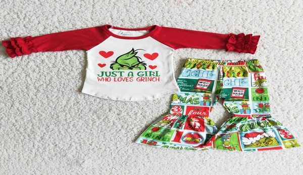 Boutique Kinder Designer Kleidung Mädchen Sets Weihnachten Kleinkind Baby Mädchen Kleidung Bell-Bottom-Hosen Herbst Winter Outfits Ganze Chi3309794