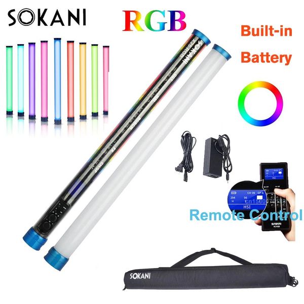 Acessórios SOKANI X25 BiColor RGB Luz Portátil Tubo Portátil Stick CTT Fotografia Iluminação 3000mAh Lâmpada de Controle Remoto Sem Fio