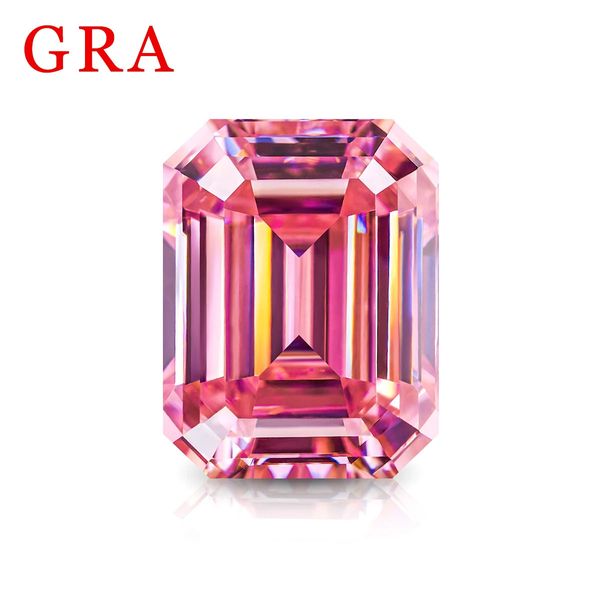 Lose Edelsteine, rosafarbener Smaragdschliff, Moissanit mit Zertifikat, 05 ct bis 5 ct. Bead Gems bestehen den Diamantteststein für die Schmuckherstellung 240112