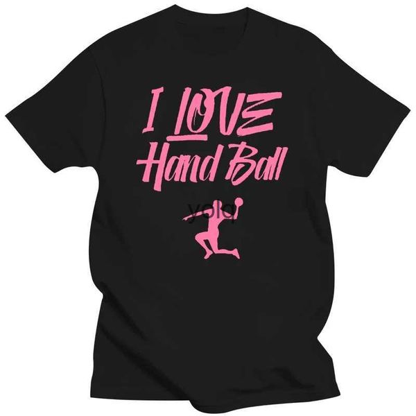 Herren-T-Shirts, lustiges I Love Handball-T-Shirt für Männer, kurzärmelig, Original-Unisex-T-Shirt für Männer und Frauen, bla, HipHopyolq