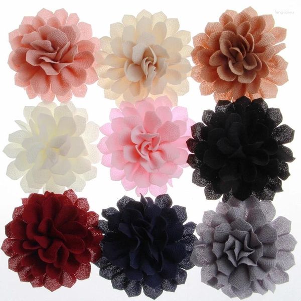 Acessórios de cabelo 10pcs 10cm grandes flores de tecido de girassol para headbands cetim