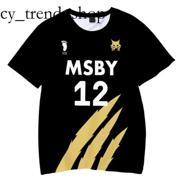 Tasarımcı haikyuu msby black concal 3d yaz tshirt msby tees oneck moda kısa kollu çizgi çizgi anime kadınlar yüksek kaliteli puf esansiyel sholessshoodie 55