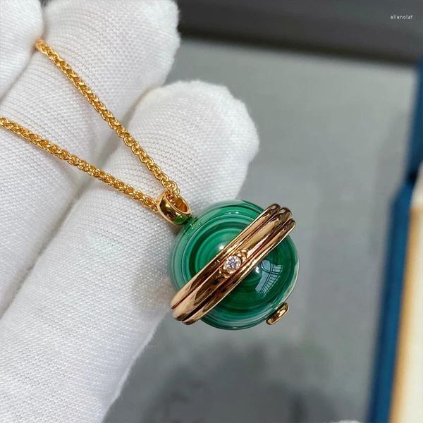 Ожерелья с подвесками, зимнее высококачественное трендовое ювелирное изделие, женское ожерелье с круглым шаром и зеленым камнем, свитер-цепочка, вечерние подарок на день рождения