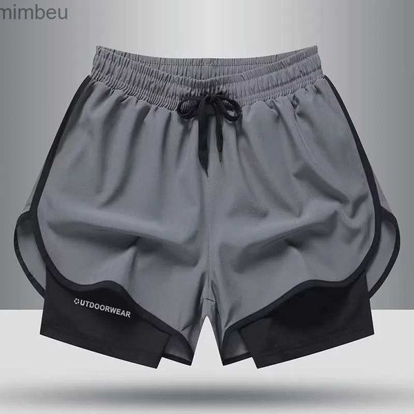 Shorts masculinos calções atléticos fitness correndo calças forradas falso duas peças treinamento basquete shorts casuaisl240111