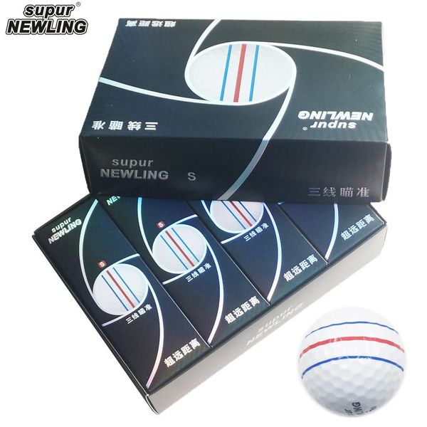 Tees Marke Neue Golf Ball 12 teile/schachtel 3 Farbe Volle Ziel Linien 3 stück Golf Spiel Ball Super Lange Entfernung mit Einzelhandel Paket Dropship