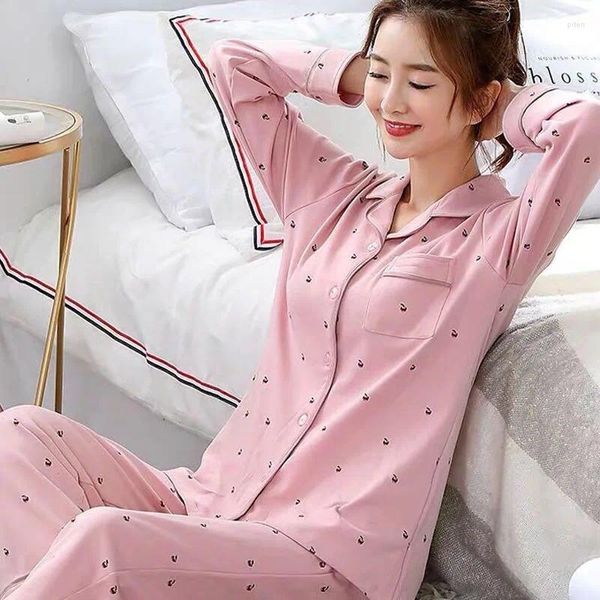 Kadın pijama 2024 Pijama Bahar Sonbahar Uzun Kollu Loungewear İnce Büyük Boy Hemşirelik Giysileri Postpartum Homewear Suit