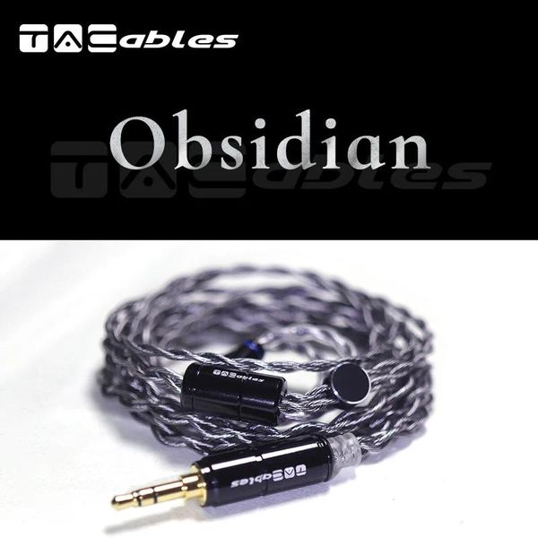 Accessori TACables Cavo di aggiornamento per auricolari in ossidiana Nero Litz Placcato argento 5N Cavo OCC 532 core per auricolari 0,78 MMCX QDC IE80 IM