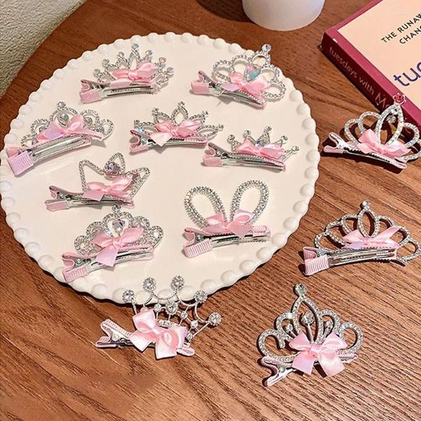 Acessórios de cabelo Ornamento 3D Crown Hairclip Chamativo Blingbling Baby Girl Rhinestone Clips Bangs Headwear