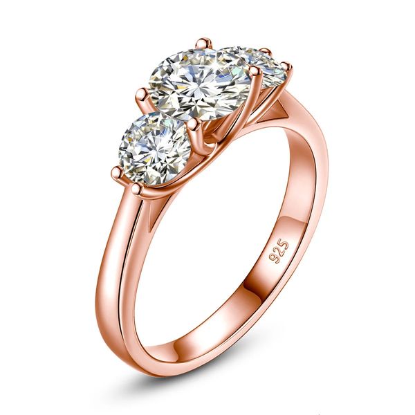 Certificado 3 pedra gato totem anéis para mulheres total é 2ct genuíno prata esterlina 925 luxo jóias de casamento tendência 240112