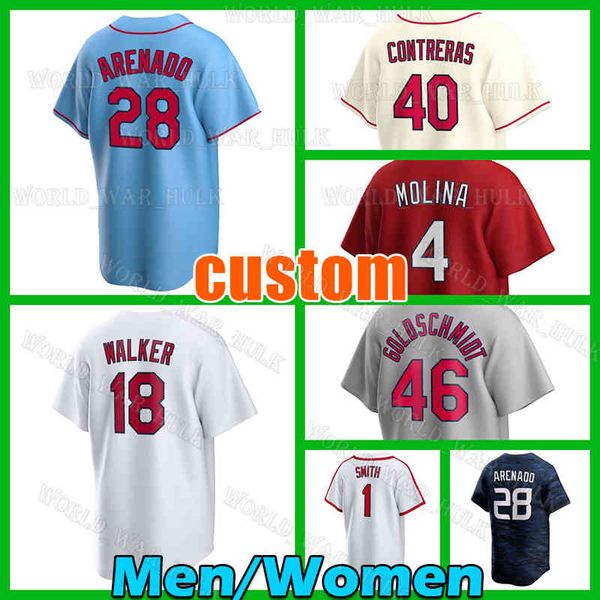 28 Nolan Arenado Jersey 46 Paul Goldschmidt Beisebol 18 Walker St. Louis''Ozzie Smith Yadier Molina Willson Contreras Lars Nootbaar Dylan Carlson Cardinal Pedro Pages