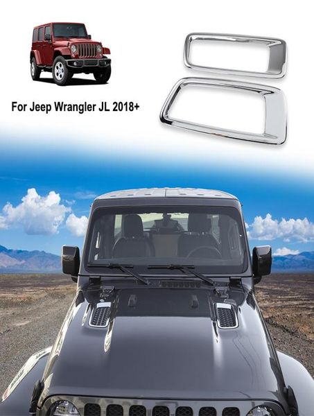 Capa cromada para motor de carro, saída de ar ac, ventilação, decoração, adesivo para jeep wrangler jl 2018, acessórios externos automotivos 4772006