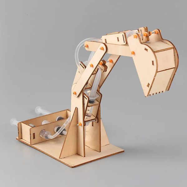 Hydraulikbagger, wissenschaftliches Experiment, Materialien für Kinder, DIY-Technologie, kleine Produktion, zusammengebautes Spielzeug 240112