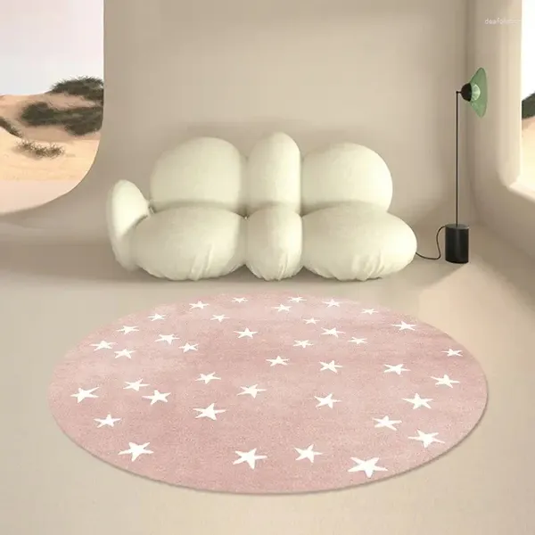 Tappeti Tappeto simpatico cartone animato per soggiorno camera da letto Tappetino strisciante in stile nordico Decor Tappeto rotondo soffice e morbido pavimento per bambini