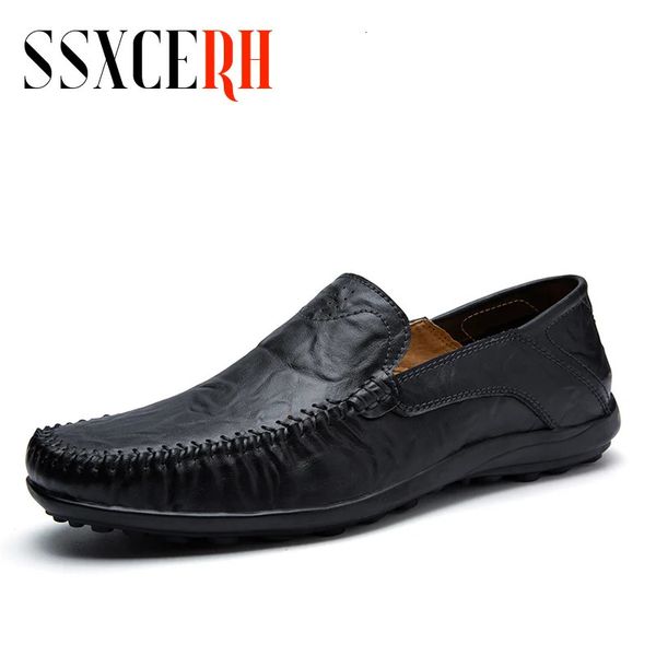 Marca Estate Genuino Scarpe Da Uomo In Pelle Mocassini Foro Morbido E Traspirante Mocassini Maschili Appartamenti Casual Conducente di Barca Calzature di Guida 240112