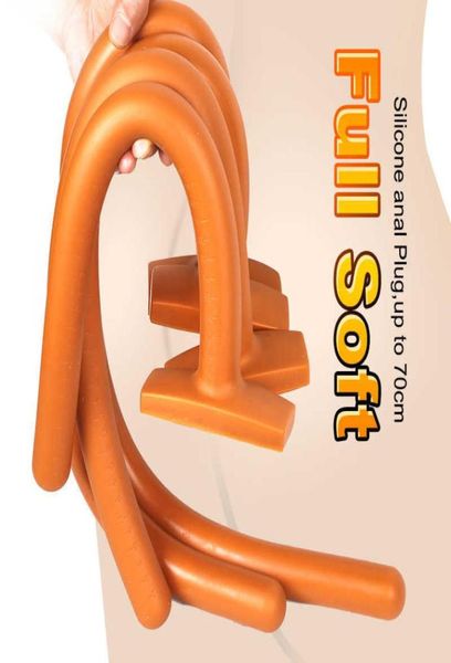 Massaggio Sex Shop Super lungo silicone anale dildo morbido butt plug giocattoli del sesso anale per le donne uomini ano dilatatore grande buttplug erotico adulto 4867407