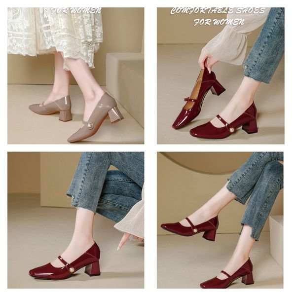 Toe Fransızca yüksek topuklu kadınlar sivri yeni ayakkabılar kalın sandaletler baotou ince topuk 46