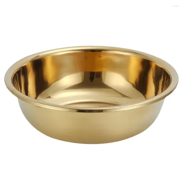 Set di stoviglie Bacino in acciaio inossidabile Bagno da cucina addensato Lavaggio di verdure per la casa (oro) Ciotola grande rotonda Ciotole extra grandi per