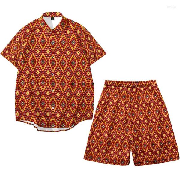 Ethnische Kleidung 2 stücke Dashiki Afrikanische Kleidung Für Mann Sommer Kurzarm Shirt Männer T-shirt Lose Beiläufige Beachwear Druck Hosen Kanga