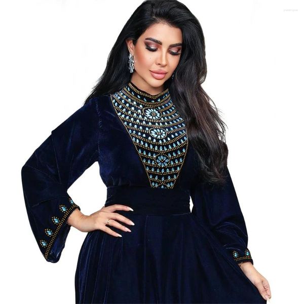 Ethnische Kleidung Ramadan Kleid Abaya Elegante Dubai Frau Samt Diamanten Abendkleider Muslimischen Nahen Osten Robe Longue Femmes Musulmane