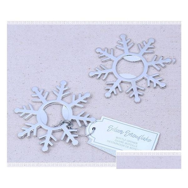 Abridores 100 Pçs / lote Addwinter Wedding Favors Sier Snowflake Wine Bottle Opener Party Giveaway Presente para Drop Delivery Home Garden Kitche DHDXR