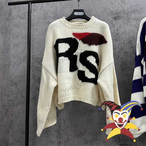 Suéteres masculinos Raf Simons RS Sweater Homens Mulheres Bat Camisa Manga Malha Moletons T240112