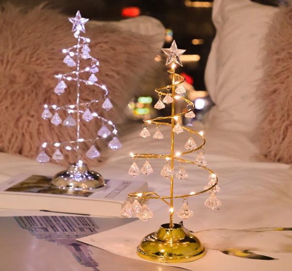 LED Weihnachtsbaum Tischlampe Batteriebetrieb Moderne Kristall Schreibtisch Dekor Licht Schlafzimmer Wohnzimmer Geschenk Lichter Y2010209911867