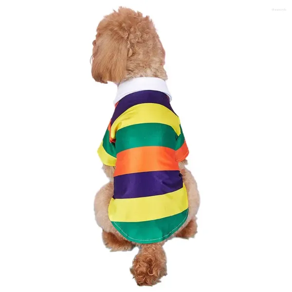 Camicetta per abbigliamento per cani Colletto con risvolto durevole Adorabile motivo a strisce Forniture per pullover a due zampe per gatti domestici