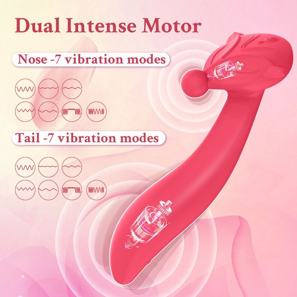 Sexspielzeug neuer 7-Frequenz-Fox-Vibrator zweite Flut USB-Aufladung Doppelkopf Dual-Motor-Massagevibrator Flirt AV-Stick-Dildo