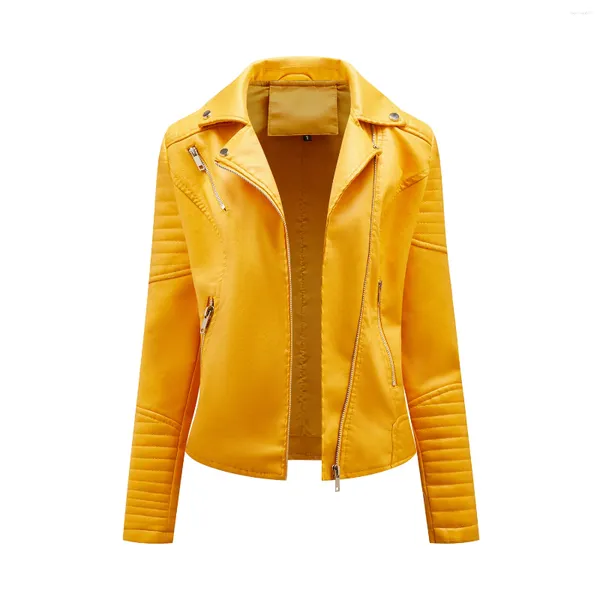 Giacche da donna Giacca in pelle di alta qualità da donna finta primavera autunno cerniera casual cappotto in PU motociclista femminile capispalla abbigliamento da donna