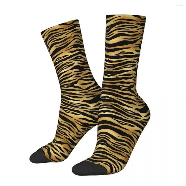 Herrensocken, lustiger goldener Tiger, Streifen, Tier, Sport, Leopard, Polyester, Rundhalsausschnitt, für Unisex, schweißabsorbierend