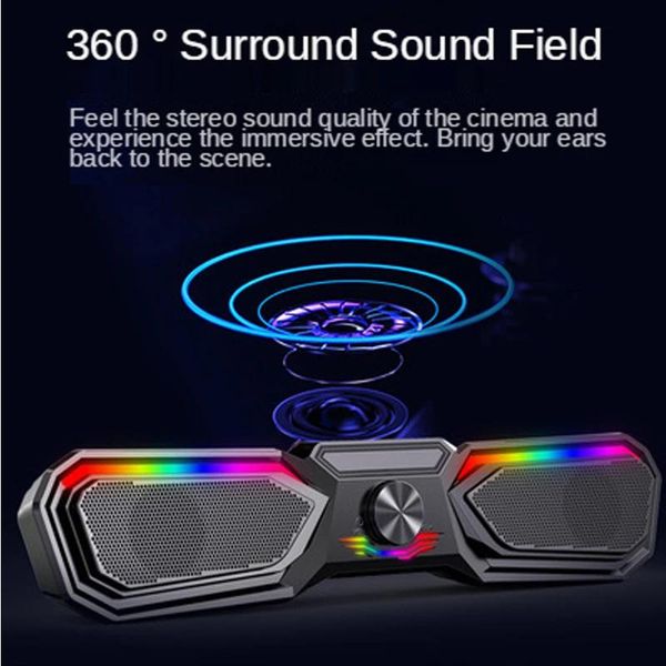 Altoparlanti Altoparlante Bluetooth wireless Altoparlante per computer multimediale Barra audio subwoofer cablata RGB adatta per altoparlanti desktop per PC notebook