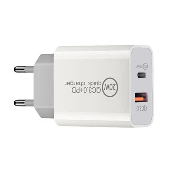 Carga rápida 3.0 USB C Carregadores rápidos PD 20W Potência 3USB 3A PD Adaptador de carregamento de parede doméstico Type C para IPhone 13 Pro Max 14 15Plus 12 11 Adaptador de energia Samsung Carregadores de telefone celular