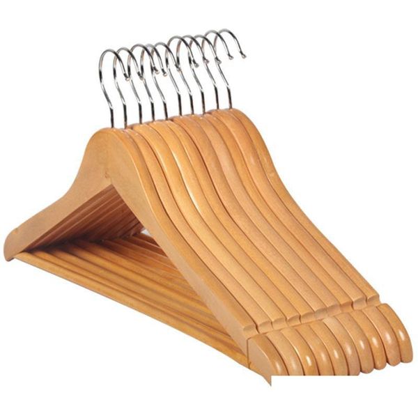 Cabides Racks Cabide de madeira Mtifuncional Adt Espessado Não Slip Cabides Home Wardrobe Secagem Rack de armazenamento de roupas 44.5x1.2cm Drop D Dhtsu