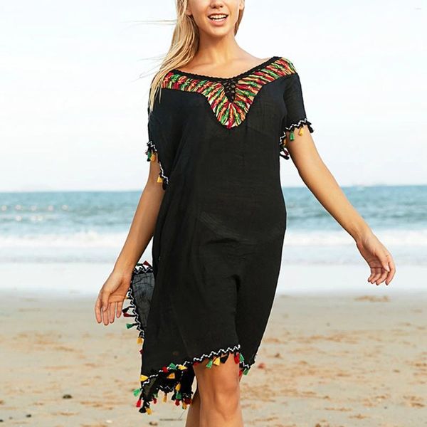 Casual Kleider Weibliche Strand Party Kleid Meer Volle Sonne Sommer Outfits Häkeln Stricken Bluse Hohl Schwimmen