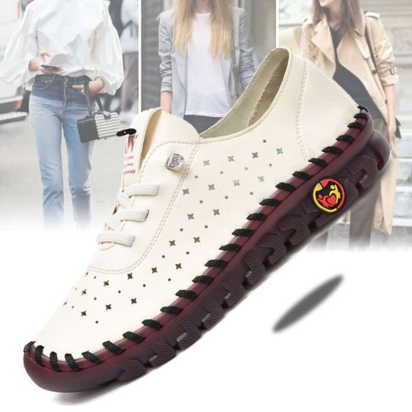 Scarpe eleganti New Spring Sneakers Scarpe da donna Mocassini con plateau Casual Stringate in pelle Slip-on piatte Scarpe da mamma Slip on Ballerine da donna