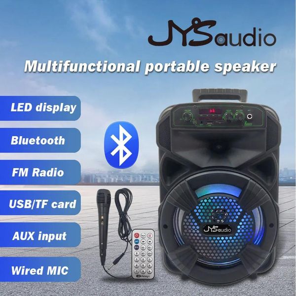 Alto-falantes portátil sem fio bluetoothcompatível trole alto-falante inteligente áudio ao ar livre karaoke estéreo alto-falante boombox tf rádio fm aux